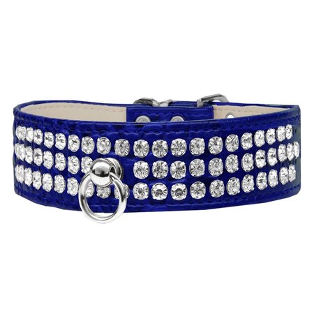 UNCONDITIONAL LOVE Style No.73 Rhinestone Designer Croc Dog Collar, Blue - Size 22 UN2467819